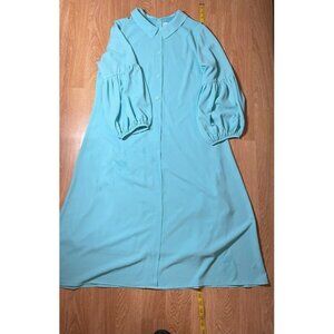 ZADIE B'S Dress TEAL WOMENS XL 50" LONG SLEEVES ZIPPER BACK